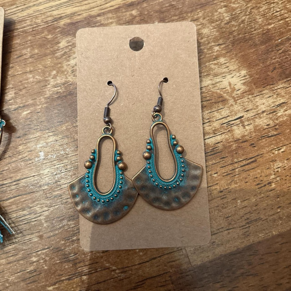Elegant Turquoise and Bronze Earrings
